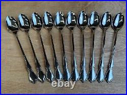 100-Oneida CHATEAU Oneidacraft Deluxe Stainless ICED TEASPOONS 7 5/8 Free Ship