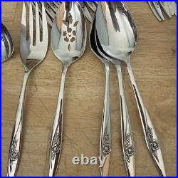 107 Pc Oneida LASTING ROSE Stainless Flatware Deluxe Hostess Serves 10