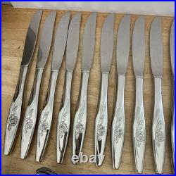 107 Pc Oneida LASTING ROSE Stainless Flatware Deluxe Hostess Serves 10
