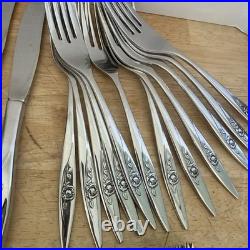 107 Pc Oneida LASTING ROSE Stainless Flatware Deluxe Hostess Serves 10