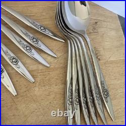 107 Pc Oneida LASTING ROSE Stainless Flatware Deluxe Hostess Serves 10