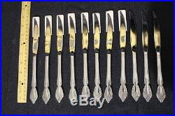 11pc Set Oneida Community Stainless BRAHMS Floral Solid Serrated 9 Steak Knives