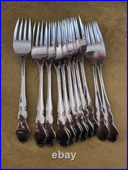 (12) Oneida DOVER DINNER FORKS Heirloom Cube Stainless Flatware Glossy