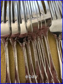 (12) Oneida DOVER DINNER FORKS Heirloom Cube Stainless Flatware Glossy