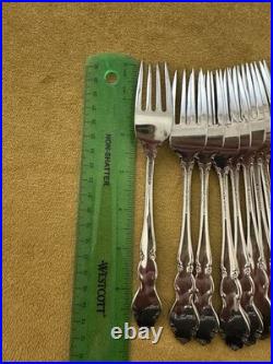 (12) Oneida DOVER DINNER FORKS Heirloom Cube Stainless Flatware Glossy