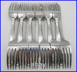 12 Oneida USA Unity Glossy Stainless Steel Ribbed Dinner Forks 7-1/4