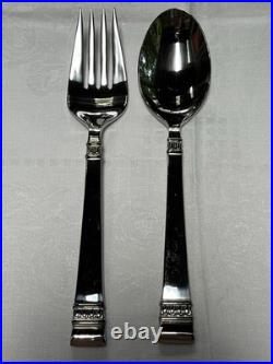 12 Sets Oneida Cadence 18/10 Stainless Flatware Wooden Tray Servers 77 Pieces