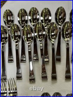 12 Sets Oneida Cadence 18/10 Stainless Flatware Wooden Tray Servers 77 Pieces 12 Sets Oneida Cadence 18/10 Stainless Flatware Wooden Tray Servers 77 Pieces