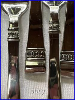 12 Sets Oneida Cadence 18/10 Stainless Flatware Wooden Tray Servers 77 Pieces
