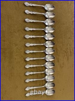 (13) Oneida DOVER TEASPOONS Heirloom Cube Stainless Flatware Glossy