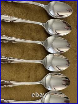 (13) Oneida DOVER TEASPOONS Heirloom Cube Stainless Flatware Glossy