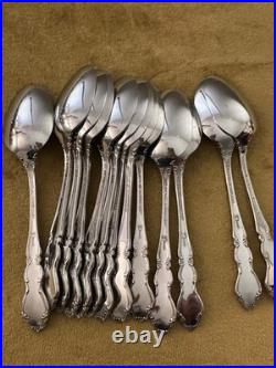 (13) Oneida DOVER TEASPOONS Heirloom Cube Stainless Flatware Glossy