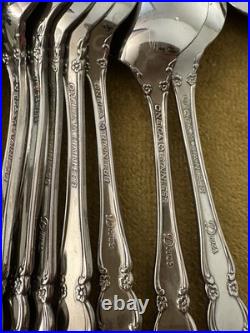 (13) Oneida DOVER TEASPOONS Heirloom Cube Stainless Flatware Glossy