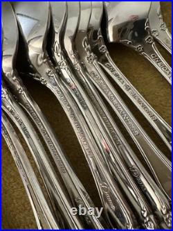 (13) Oneida DOVER TEASPOONS Heirloom Cube Stainless Flatware Glossy