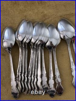 (13) Oneida DOVER TEASPOONS Heirloom Cube Stainless Flatware Glossy