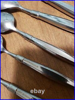 14 Pc Lot Oneida Act 1 Heirloom Cube Mark Stainless Spoons Knives Serving Pieces