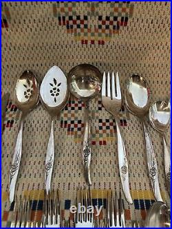 1881 ROGERS ONEIDA LTD HIGHLAND ROSE STAINLESS FLATWARE 8 Pc Place Setting Read