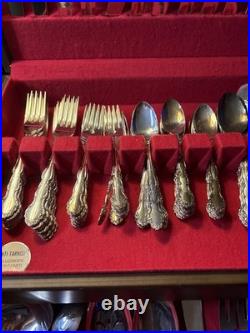 1881 Rogers Oneida Flirtation Pattern Stainless Flatware Set 75 Pieces in Case