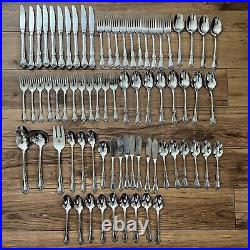 1881 Rogers Oneida Stainless Flatware Arbor Rose True Rose 73 pieces