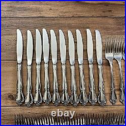 1881 Rogers Oneida Stainless Flatware Arbor Rose True Rose 73 pieces