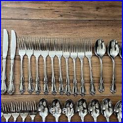 1881 Rogers Oneida Stainless Flatware Arbor Rose True Rose 73 pieces