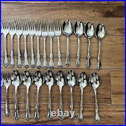 1881 Rogers Oneida Stainless Flatware Arbor Rose True Rose 73 pieces