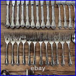 1881 Rogers Oneida Stainless Flatware Arbor Rose True Rose 73 pieces