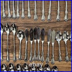 1881 Rogers Oneida Stainless Flatware Arbor Rose True Rose 73 pieces