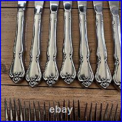 1881 Rogers Oneida Stainless Flatware Arbor Rose True Rose 73 pieces