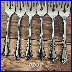 1881 Rogers Oneida Stainless Flatware Arbor Rose True Rose 73 pieces