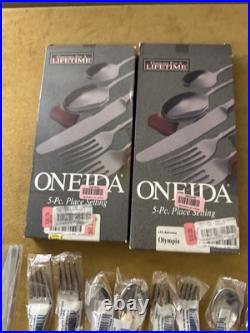 (2) 5 Piece Settings Oneida OLYMPIA Frosted Handle 18/10 Stainless Korea
