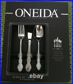 20 Pc NEW Oneida DOVER Heirloom 18/10 Stainless Flatware Set Glossy In Box