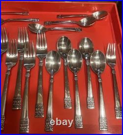 21 Pc Oneida Brocade Stainless Mixed Flatware Indonesia Spoons Forks Knives