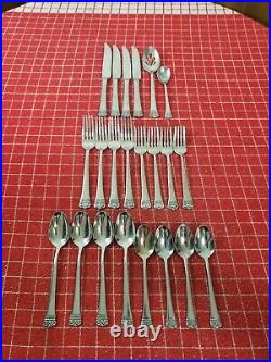 22 Pc Lot Oneida MELODIA 18/10 Stainless Flatware Silverware Spoon Fork Knife