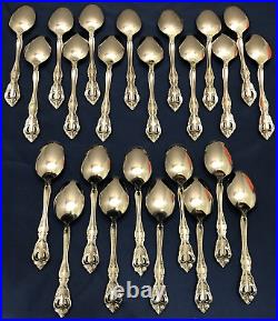 24 Pc Oval Soup Spoons MICHELANGELO Oneida Cube Mark Stainless 6 1/2 Light Use