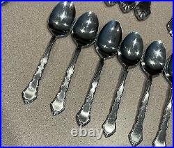 27 PC Oneida Community Stainless SATINIQUE Steak Knives Teaspoons Spoons Knives