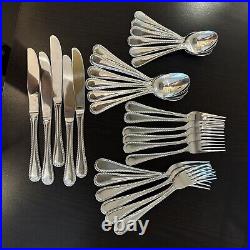 29 Oneida BELMONT Lyons Stainless Steel Silverware Flatware Rope Edge Nautical