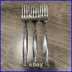 3 Oneida ACT 1 SALAD FORKS 18/10 Glossy CUBE MARK Stainless Flatware