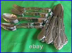 30 pc Oneida Stainless Flatware Satin Frosted CANTATA Knives Forks Spoons