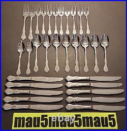 31 pcs Vintage Oneida Stainless Morning Blossom Flatware Rose Flower Fork Spoon