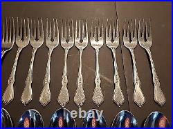 31 pcs Vintage Oneida Stainless Morning Blossom Flatware Rose Flower Fork Spoon