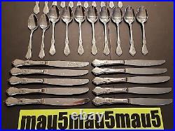 31 pcs Vintage Oneida Stainless Morning Blossom Flatware Rose Flower Fork Spoon