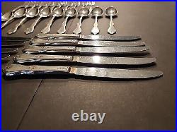 31 pcs Vintage Oneida Stainless Morning Blossom Flatware Rose Flower Fork Spoon