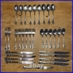 32 Pcs Oneida Cube Dover Stainless Flatware Heirloom Dinner Fork Spoon Serving