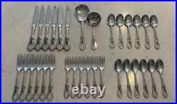 32 Pieces Oneida Toujours Cube Flatware Forks Spoons Teaspoons Knives