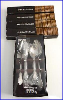 4 New Box Oneida Profile Stainless Lakewood 5 Piece Place Setting + 4 Pc Serving