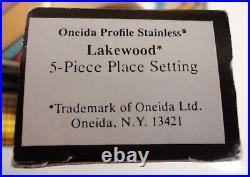 4 New Box Oneida Profile Stainless Lakewood 5 Piece Place Setting + 4 Pc Serving