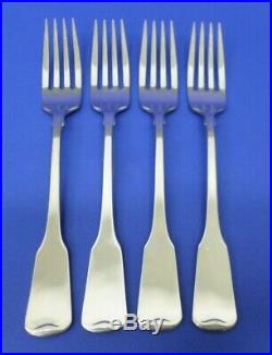 4 Oneida AMERICAN COLONIAL Satin Cube Stainless Flatware 7 1/4 DINNER FORKS