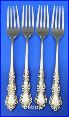 4 Oneida SHELLEY Glossy Cube Mark Floral Stainless Flatware DINNER FORKS