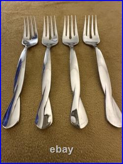 (4) SALAD FORKS ONEIDA USA TORSADE Stainless Flatware Glossy